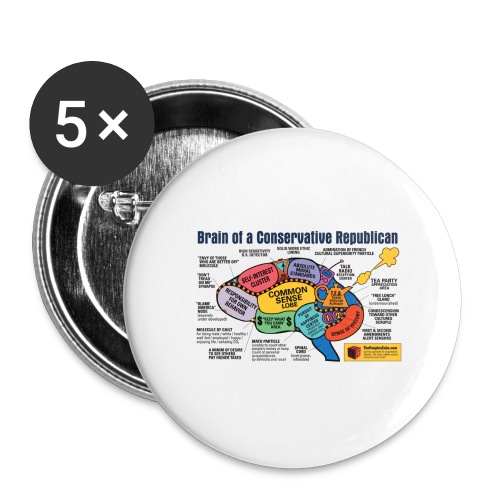 Brain of a Conservative Republican - Buttons large 2.2'' (5-pack)