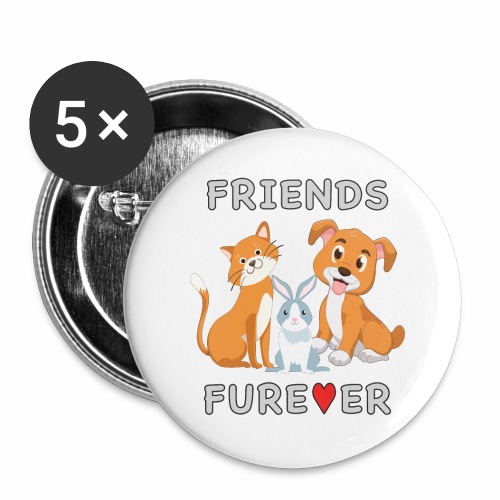 Friends Forever BFF Dog Cat Bunny Rabbit Kids Gift - Buttons large 2.2'' (5-pack)