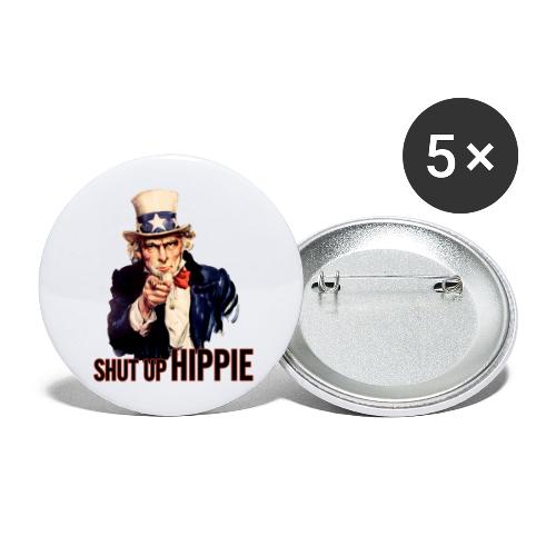 SHUT UP HIPPIE WHITE OUTL - Buttons large 2.2'' (5-pack)