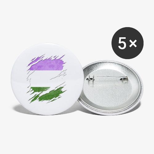 Genderqueer Pride Flag Ripped Reveal - Buttons large 2.2'' (5-pack)