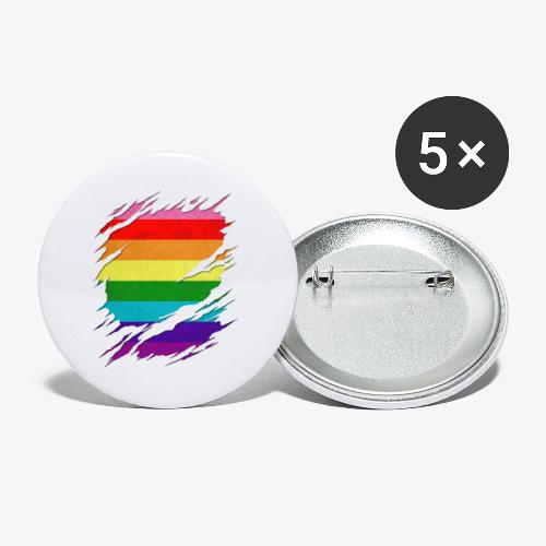 Original Gilbert Baker LGBT Gay Pride Flag Ripped - Buttons large 2.2'' (5-pack)
