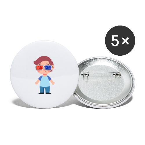 Boy with eye 3D glasses - Buttons large 2.2'' (5-pack)