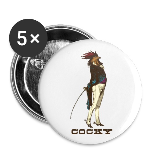 Cocky the Vintage Rooster Chicken - color - Buttons large 2.2'' (5-pack)