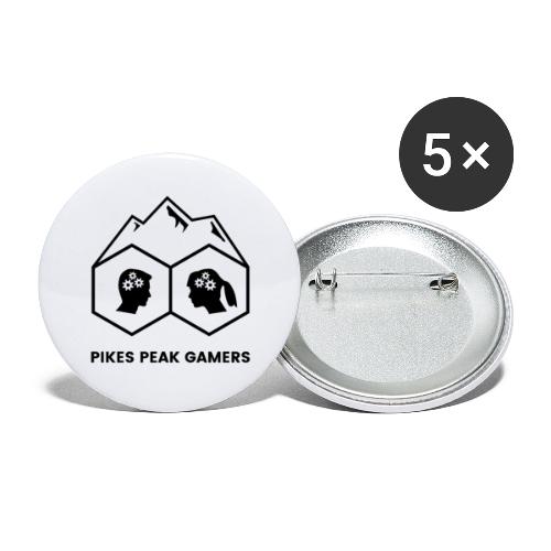 Pikes Peak Gamers Logo (Transparent Black) - Buttons large 2.2'' (5-pack)