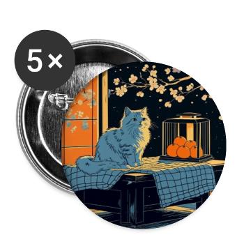 Blue Cat Lantern Night Garden - Buttons large 2.2'' (5-pack) - white