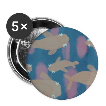 Golden Fishes Underwater Bloom - Buttons large 2.2'' (5-pack) - white