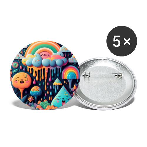 Psychedelic Paint Drip Rainbow Rain Clouds 1.1 - Buttons large 2.2'' (5-pack)