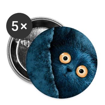 Blue Peek Cat - Buttons large 2.2'' (5-pack) - white