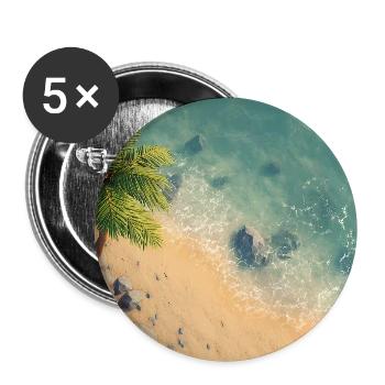 Tropical Palm Beach Cliff - Buttons large 2.2'' (5-pack) - white