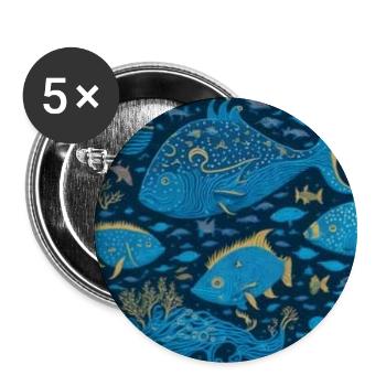 Aqua Coral Ocean Parade - Buttons large 2.2'' (5-pack) - white