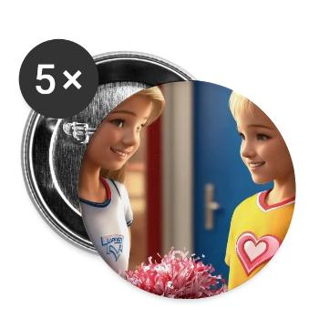 Twin Hearts Cheer Exchange - Buttons large 2.2'' (5-pack) - white
