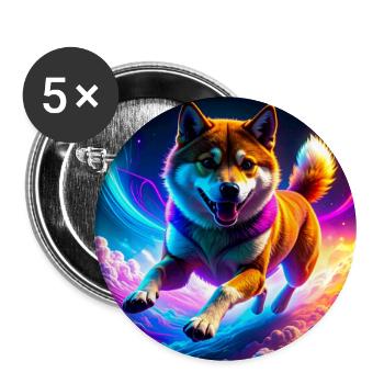Vibrant Neon Shiba Inu in Surreal Sky - Buttons large 2.2'' (5-pack) - white