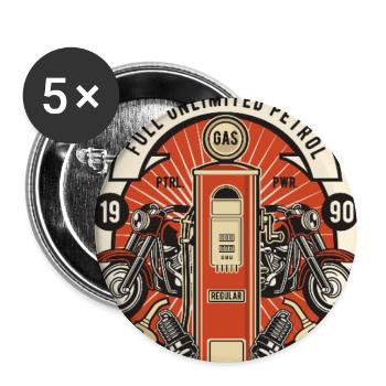 Gasoline Power Vintage Motorcycle Emblem - Buttons large 2.2'' (5-pack) - white