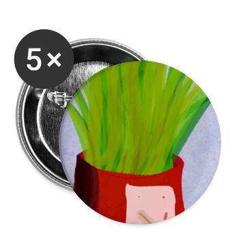 Vibrant Grass in Red Pot - Buttons large 2.2'' (5-pack) - white