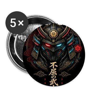 Resilience Cyberpunk Samurai Helmet Aesthetic Tee - Buttons large 2.2'' (5-pack) - white