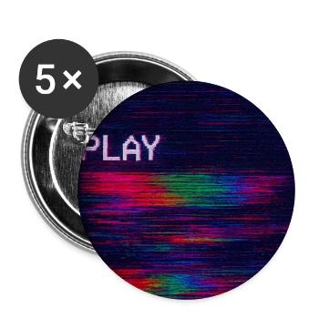 Digital Glitch Play Symbol on Vibrant Screen - Buttons large 2.2'' (5-pack) - white