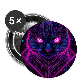 Neon Circuit Cat - Buttons large 2.2'' (5-pack) - white