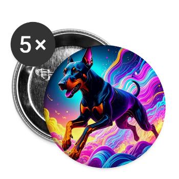 Neon Doberman Illustration - Buttons large 2.2'' (5-pack) - white