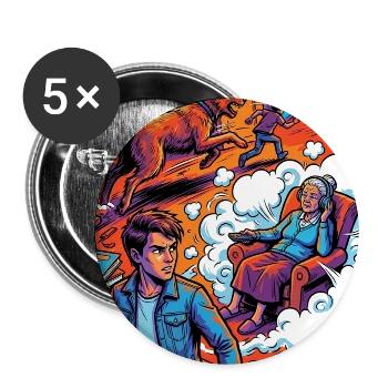 Neon Hallway Escape - Buttons large 2.2'' (5-pack) - white