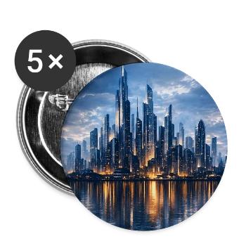 Futuristic Skyline - Buttons large 2.2'' (5-pack) - white