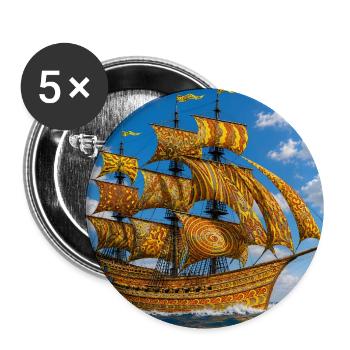 Decorated galleon - Buttons large 2.2'' (5-pack) - white