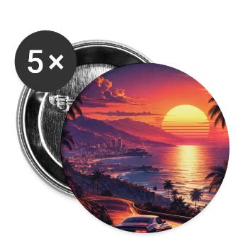 Sunset Drive Neon Coast - Buttons large 2.2'' (5-pack) - white