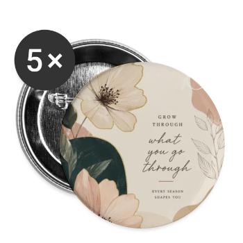 Grow Through What You Go Through Floral - Buttons large 2.2'' (5-pack) - white