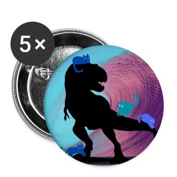 Dino Surfing wth Blue Cats - Storyteller  - Buttons large 2.2'' (5-pack) - white