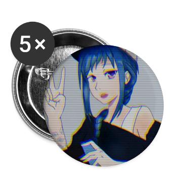 Retro Anime Gamer Girl Glitch Art Vaporwave Style - Buttons large 2.2'' (5-pack) - white
