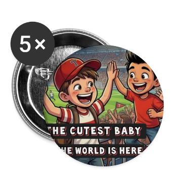 The Cutest Baby In The World Is Here - Kids Soccer - Buttons large 2.2'' (5-pack) - white