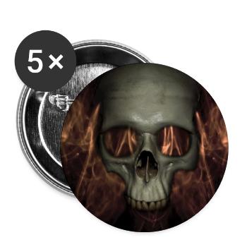 Fiery Skull with Flames - Buttons large 2.2'' (5-pack) - white