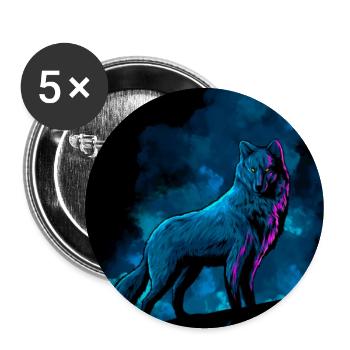 Neon Blue Wolf on Cliff - Buttons large 2.2'' (5-pack) - white