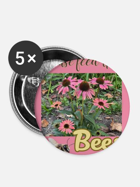 Please Feed the Bees - Buttons large 2.2'' (5-pack) - white