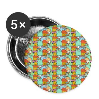 Cute Cartoon Creatures Doodle Pattern - Buttons large 2.2'' (5-pack) - white