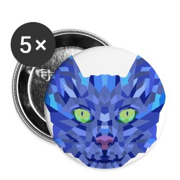 Blue cat face - Buttons large 2.2'' (5-pack) - white
