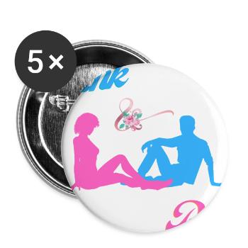 Pink and blue - Buttons large 2.2'' (5-pack) - white
