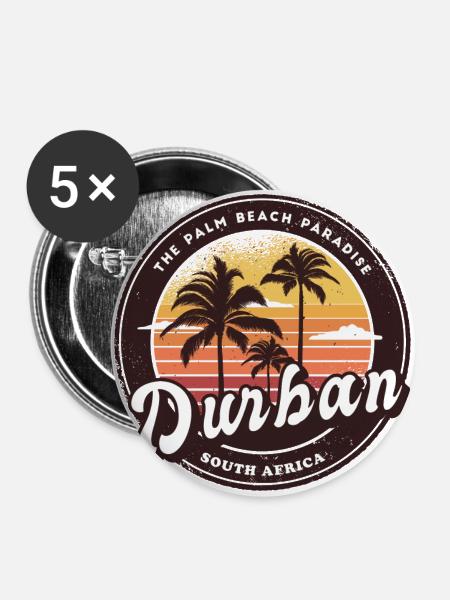 Durban South Africa palm design - Buttons large 2.2'' (5-pack) - white
