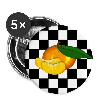TANGERINE ON CHECKERS - Buttons large 2.2'' (5-pack) - white