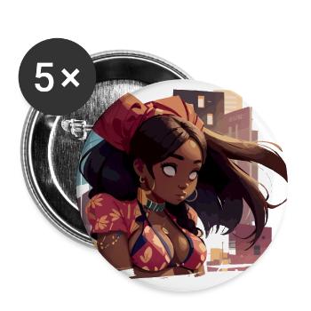 Black Girl with Urban Background - Buttons large 2.2'' (5-pack) - white