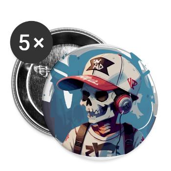 Graffiti Skull with Headphones - Buttons large 2.2'' (5-pack) - white