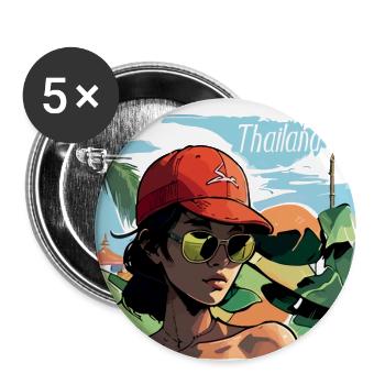 Asian Woman in Thailand - Buttons large 2.2'' (5-pack) - white