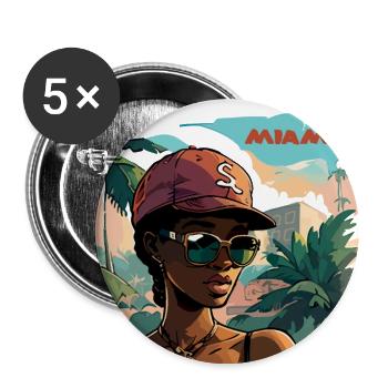 Miami Post Card - Buttons large 2.2'' (5-pack) - white
