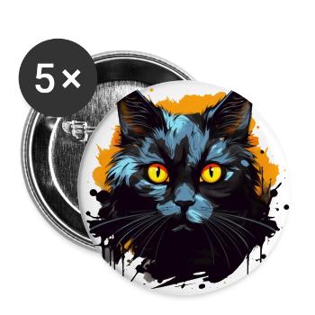 Neon Blue Cat Splash Portrait - Buttons large 2.2'' (5-pack) - white