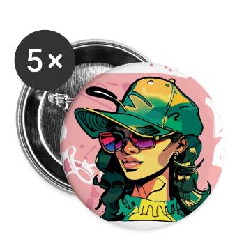 Urban Style Girl - Buttons large 2.2'' (5-pack) - white