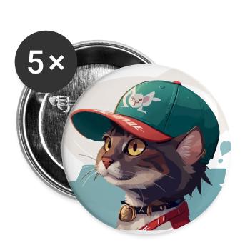 Cool Cat - Buttons large 2.2'' (5-pack) - white