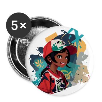 Graffiti Girl - Buttons large 2.2'' (5-pack) - white