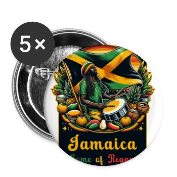 Jamaica home of reggae - Buttons large 2.2'' (5-pack) - white