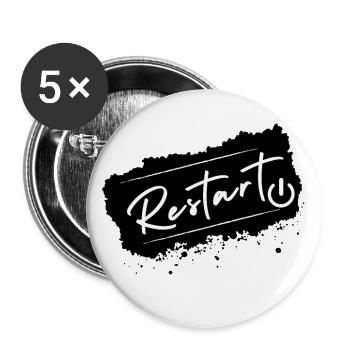 Restart Script Brush Logo - Buttons large 2.2'' (5-pack) - white