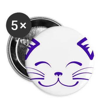 Minimalist Cat Face Illustration - Buttons large 2.2'' (5-pack) - white