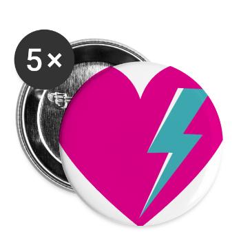 Heart with Lightning Bolt - Buttons large 2.2'' (5-pack) - white